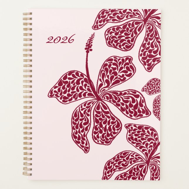 Agenda 2026 Red Hibiscus Art Floral  (Anverso)