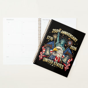 Agenda 250 años aniversario americano 1776-2026 bandera d