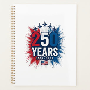 Agenda 250 Años Aniversario Jets Patrióticos Diseño Vecto