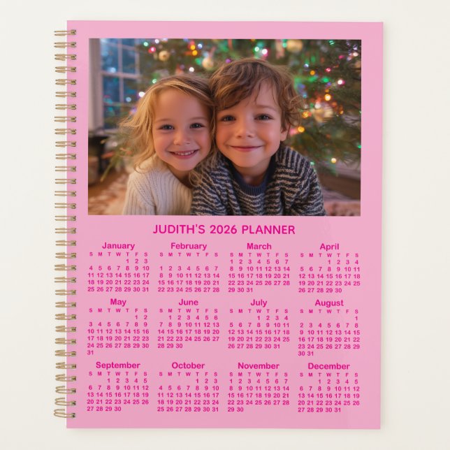 Agenda 3 Photo Pink 2026 Calendar (Anverso)