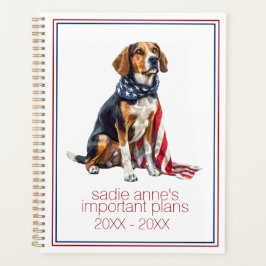 Agenda 4 de julio Patriótico Hound Dog Personalizado