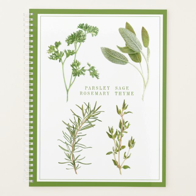 Agenda 4 HERBS FRESCOS 8.5x11 Planner / Verde (Anverso)