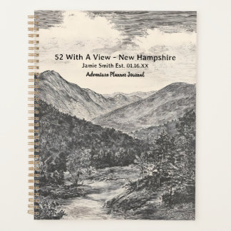 Agenda 52 con vista picos de montañas de New Hampshire cu