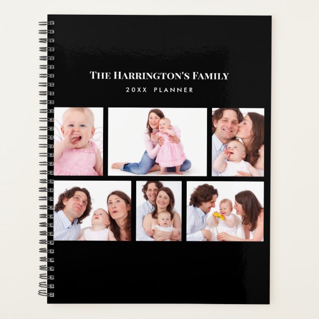 Agenda 6 Secciones Personalizado Foto Sencillo Marco negr (Anverso)