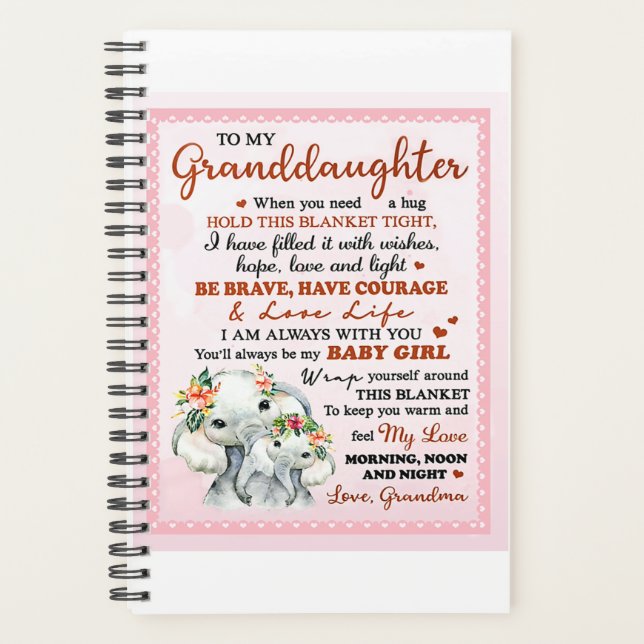 Agenda A mi nieta Elephant Idea de regalo de cumpleaños (Anverso)