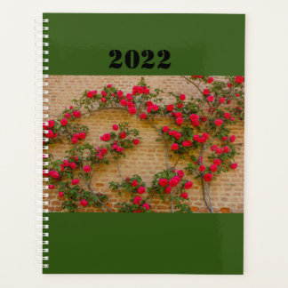 Agenda a roses climb on a brick wall on planner
