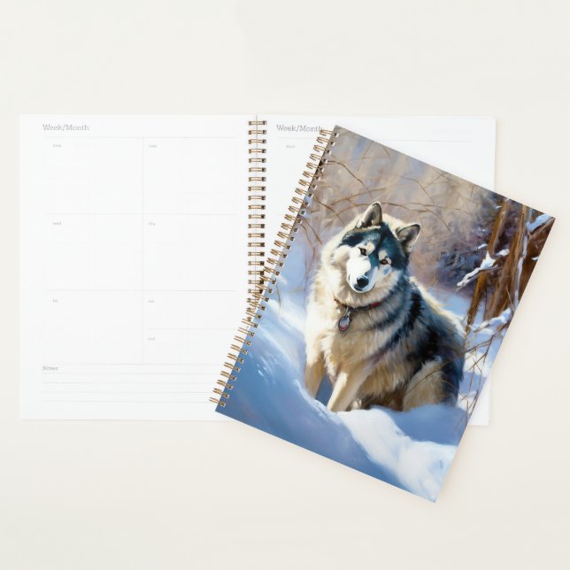 Agenda Aaskan Malamute deja que nieve Navidades (Demostración)