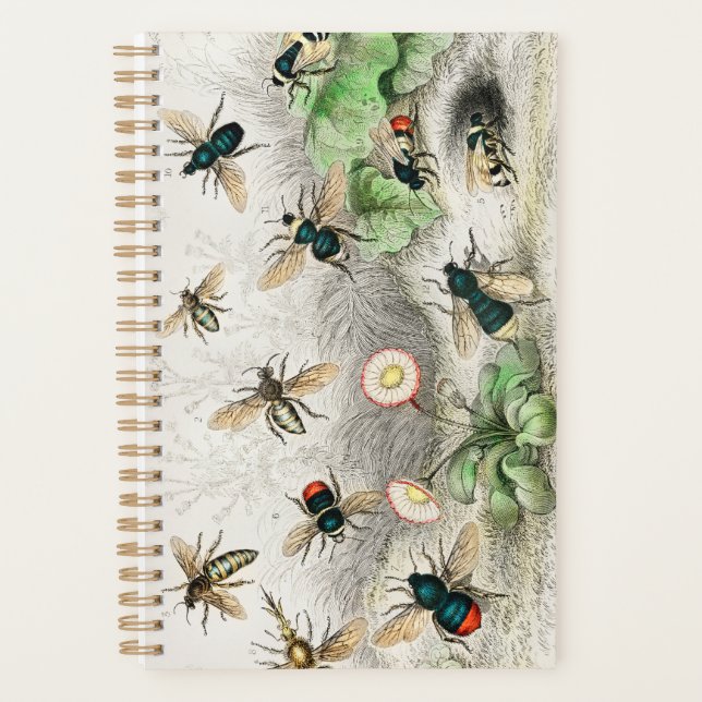 Agenda Abeja, trabajador, hombre, reina, abeja humilde co (Anverso)