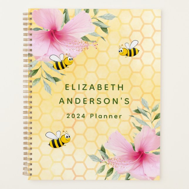 Agenda Abejas de abejas amarillas huerto jardín 2024 (Anverso)