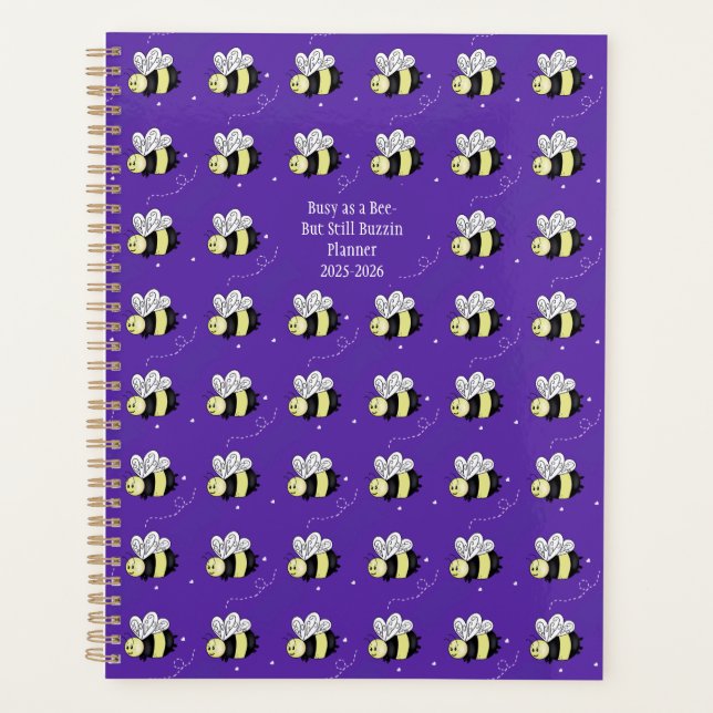 Agenda Abejorro Morado "Ocupado como una Abeja" (Anverso)