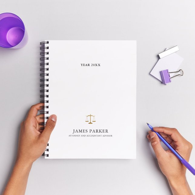 Agenda Abogado At Law Classy Blanco (Lawyer Attorney At Law Classy White Planner)