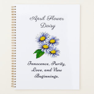 Agenda Abril Mes de Nacimiento Flor Daisy Fresco y Simple