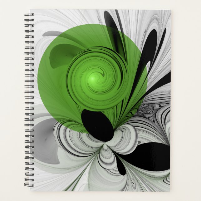 Agenda Abstract Black and White with Green Fractal Art (Anverso)