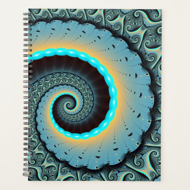 Agenda Abstract Blue Turquoise Orange Fractal Art Spiral (Anverso)