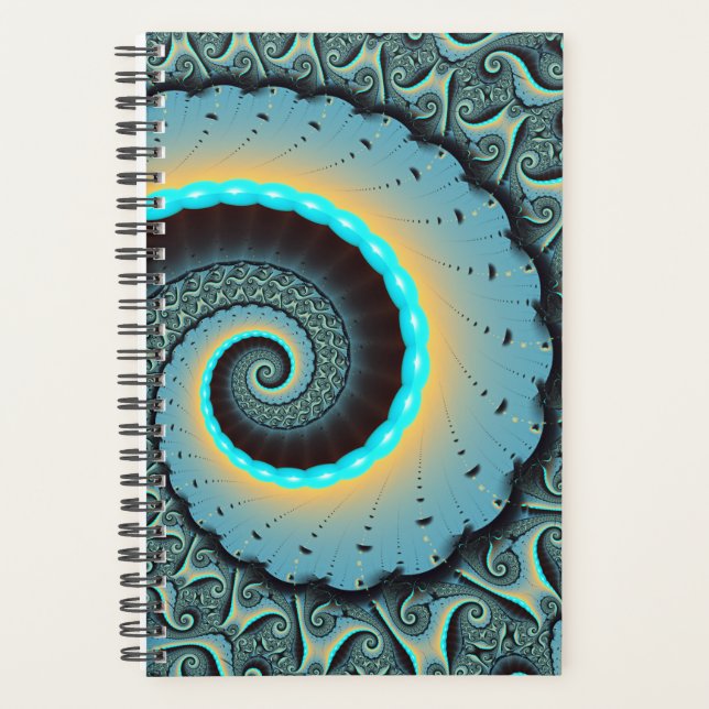 Agenda Abstract Blue Turquoise Orange Fractal Art Spiral (Anverso)