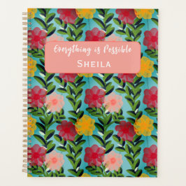 Agenda Abstract Watercolour Florals Notebook Blue
