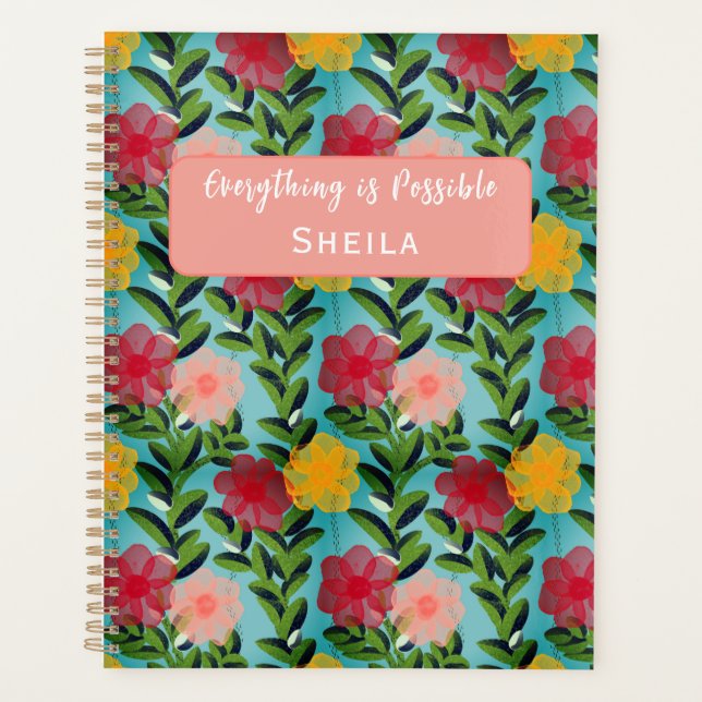 Agenda Abstract Watercolour Florals Notebook Blue (Anverso)