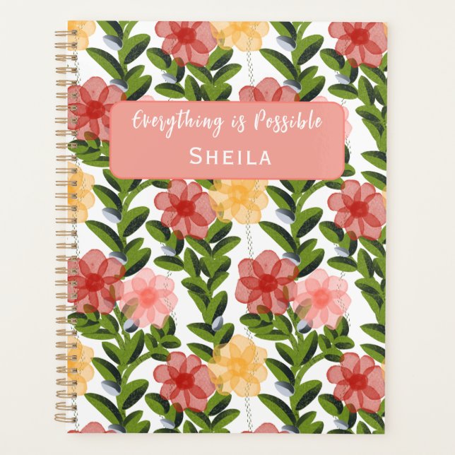 Agenda Abstract Watercolour Florals Planner (Anverso)