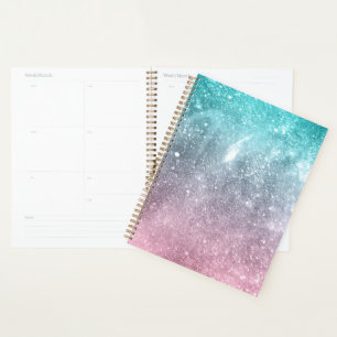 Agenda abstracto de galaxia acuática azul rosa oscura