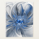 Agenda Abstracto Flor de arte fractal de color gris azul<br><div class="desc">Una flor de fantasía única con tonos azules y grises,  abstractos y elegantes. Diseñar para tu planificador y más.</div>