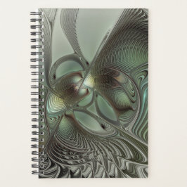Agenda Abstracto Olive Sage Green Grey Fractal Art Fantas