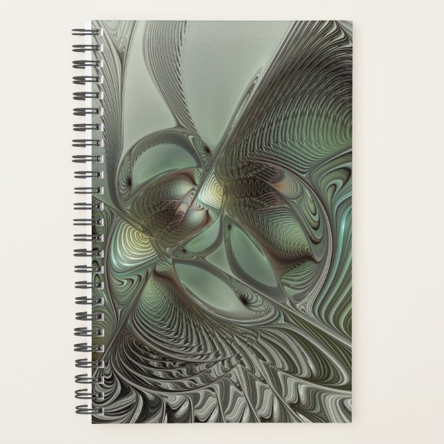 Agenda Abstracto Olive Sage Green Grey Fractal Art Fantas (Anverso)