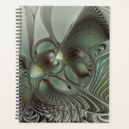 Agenda Abstracto Olive Sage Green Grey Fractal Art Fantas