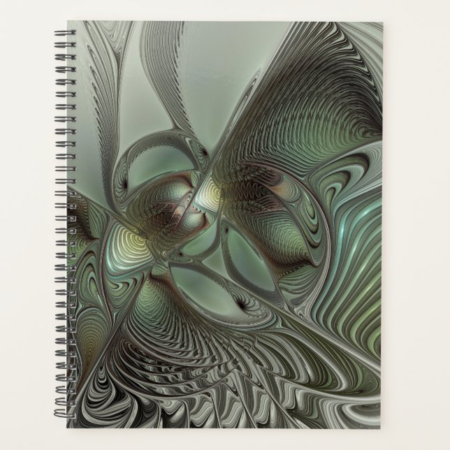 Agenda Abstracto Olive Sage Green Grey Fractal Art Fantas (Anverso)
