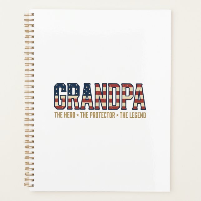 Agenda Abuelo Patriótico Héroe Protector Leyenda Vector D (Anverso)