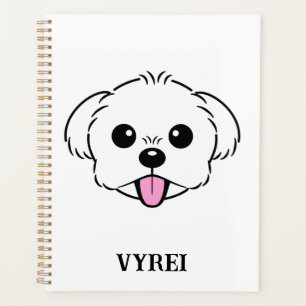 Agenda Aburrido perro de la frívola de Bichon blanco pega