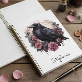Agenda Academia Oscura Cuervo Gótico Rosa Floral