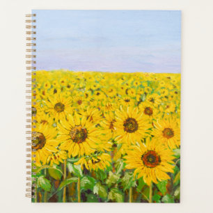 Agenda aceite de campo de girasol amarillo en lienzo pint