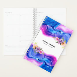 Agenda Acento floral de textura de tinta geode