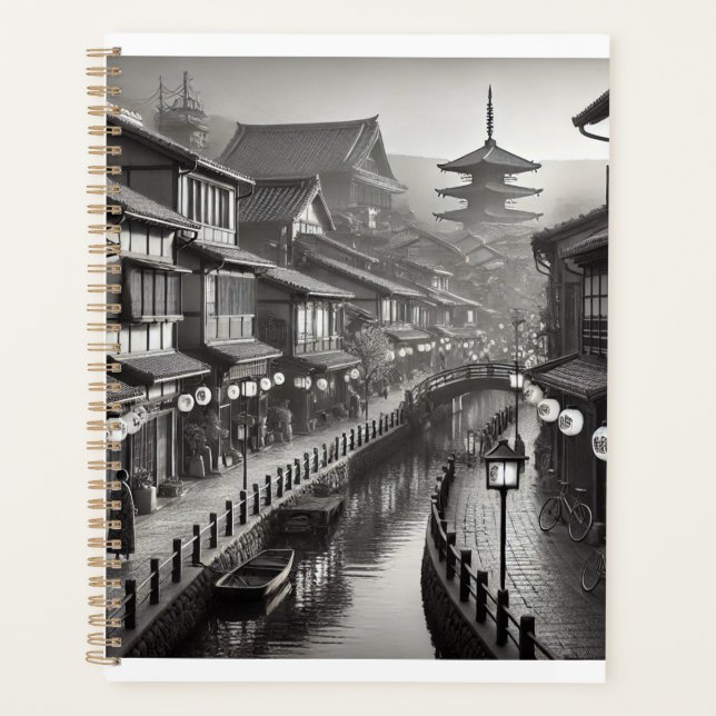 Agenda Acero inoxidable negro y blanco al estilo japonés  (Anverso)