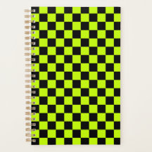 Acid green black checkerboard pattern