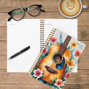 Agenda Acuarela Acústica de guitarra floral