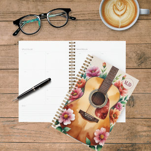 Agenda Acuarela Acústica de guitarra floral
