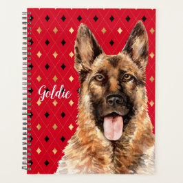 Agenda Acuarela Alemana Pastor Perro Personalizado