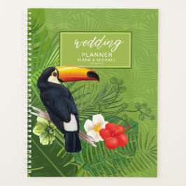 Agenda Acuarela Boda tropical táctil verde V2 ID577