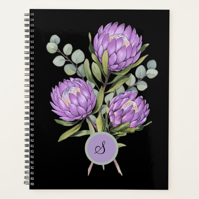 Agenda Acuarela Botánica de Protea Lavanda (Anverso)