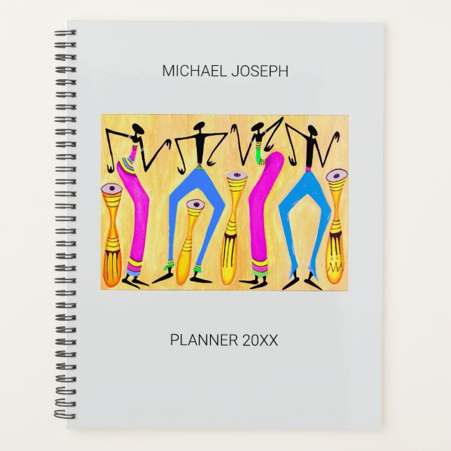 Agenda Acuarela de arte africano, baile de celebración (Anverso)