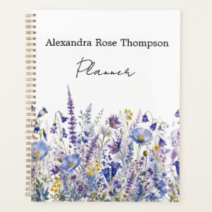 Agenda Acuarela de Flor Silvestre Morada Azul