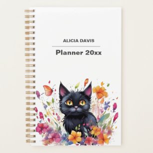 Agenda Acuarela De Gato Dulce Sin Fecha Tu nombre