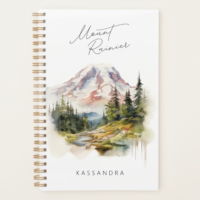 Agenda Acuarela de Mount Rainier Washington (Anverso)