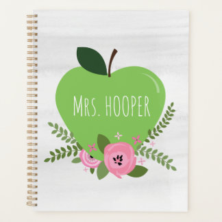 Agenda Acuarela de profesores de Apple verde floral
