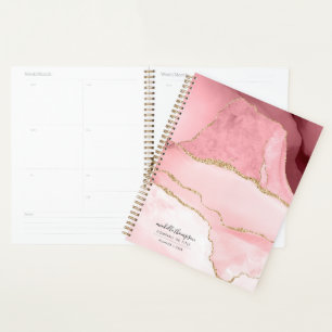 Agenda Acuarela de Rubor Pink Agate y Gold Purpurina