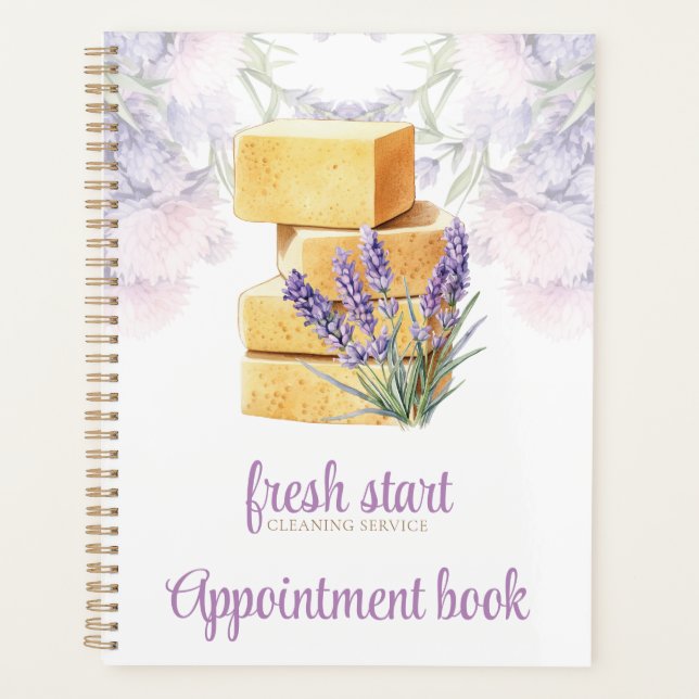 Agenda acuarela del libro de citas del servicio de limpie (Anverso)