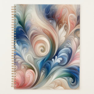 Agenda Acuarela Fantasía Pastel Floral Azul & Crema