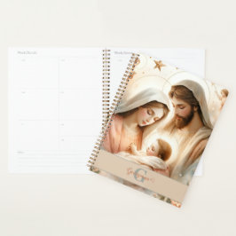 Agenda Acuarela Floral Personalizada Bebé Jesús Natividad