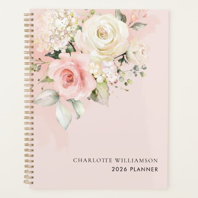 Agenda Acuarela floral rosa 2026 (Anverso)